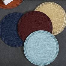 3PCS PU Leather Cup Pad Solid Color Washable Trivet Mat Hot Pad Mat Round Mug Mat Drink Cup Coasters for Kitchen Counter 2024 - buy cheap