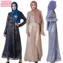 Кафтан с блестками, абайя, хиджаб, мусульманское платье, турецкое платье, мусульманская одежда, Абая для женщин, кафтан, Дубай, Tesettur, Elbise, халат для женщин 2024 - купить недорого