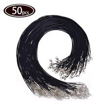 50pcs Black Leather Rope Wax Cord 45+5cm Adjustable Necklace  DIY Pendent Choker Lobster Clasp String Cord Chain Jewelry Making 2024 - buy cheap