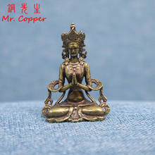 Mini estátua de buda guanyin de cobre sólido, decorações de sala de estar, estatuetas de miniaturas de feng shui, decoração de casa, artesanato de ornamentos de carro 2024 - compre barato