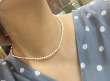 Gargantilla de perlas blancas reales de 5mm para mujer, collar con cierre dorado de perlas naturales de agua dulce, joyería de 17 '', 43cm, 35cm 2024 - compra barato