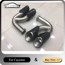 For Cayenne Exhaust Dual tips Glossy Carbon Fiber 2018 2019 year Cayenne stainless steel Exhaust end Pipes 2024 - buy cheap