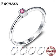 GOMAYA Minimalist Ruby Ring 925 Sterling Silver Colorful Gem Circle Rings For Women Fine Jewelry Wedding Gift Send Girlfriend 2024 - купить недорого