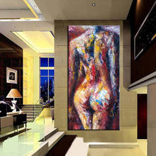 Pintura al óleo de mujer desnuda moderna pintada a mano, imágenes de pared de gran tamaño, póster, arte de pared para sala de estar, decoración del hogar, 100% 2024 - compra barato