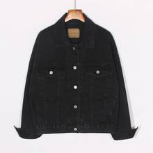 Vintage Washed Black Denim Jacket Coat Women Student Outerwear Spring Autumn Korean Loose Long sleeve Short Jeans Jacket Female 2024 - buy cheap