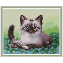 Colorful Cat animals painting decor counted printed on the canvas 11CT 14CT kits Cross Stitch embroidery needlework Sets 2024 - buy cheap