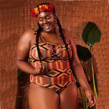 Bañador africano de talla grande para mujer, traje de baño de una pieza, grande, obeso, Monokini brasileño estampado, 4XL 2024 - compra barato