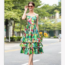 Women Dress 2020 High Quality Runway Sleeveless Floral Print Spaghetti Strap Casual Dresses Vestidos NP1247N 2024 - buy cheap