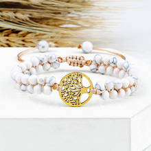 Beaded Bracelet 4mm Handmade White Howlite Stone Charm Tree of Life Reiki Mala Healing Bracelets Women Men Yoga String Jewelry 2024 - buy cheap