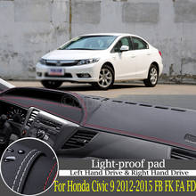 Almofada de proteção para painel de instrumentos, de couro, de alta qualidade, à prova de luz, para honda civic 9 2016-fb, acessórios de estilo de carro 2024 - compre barato