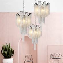 Nordic Gold Aluminum Chain Pendant Lights G9 LED Living Room Modern Luxury Tassels Pendant Lamps Bar Aisle Art Deco Fixtures 2024 - buy cheap