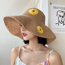 Summer Daisy Boho Style Sun Hat Wide Brim Floppy Straw Hats For Women Beach Panama Straw Dome Bucket Hat Femme Shade Hat ZZ520 2024 - buy cheap