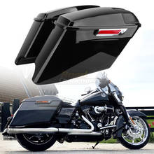 4 "motocicleta vívido preto cvo esticado duro estendido sela sacos alforjes para harley touring road king glide rua 2014-2020 2024 - compre barato