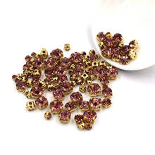 New 100pcs/bag Mixed size Light purple glass strass crystal Clothing loose beads gold base sewing rhinestones diy Wedding dress 2024 - buy cheap