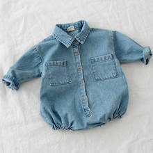 Spring Autumn Baby Soft Denim One-piece Long Sleeve Shirt For Boys And Girls Romper Bodysuit Toddler Fashion Clothes 2024 - buy cheap