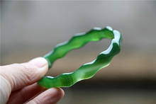 Pulsera de Jade verde Natural para mujer y hombre, brazalete redondo tallado a mano, accesorios de joyería, 54mm-62mm 2024 - compra barato