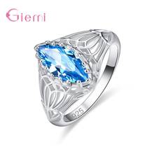 Envío Gratis Original S925 plata de ley de alta calidad azul verde cristal elegante anillos de plata para mujeres niñas esposa joyería 2024 - compra barato