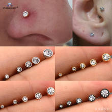 5pcs 1.2x6/8mm Clear Gem Labret Lip Ring Helix Piercing Oreja Tragus Conch Ear Piercing Nose Ring Stud Pircing Earring Jewelry 2024 - buy cheap