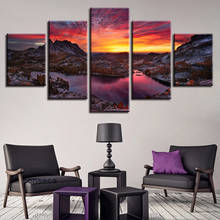 HD Printing Natural Landscape Wall Art Pictures Room Decor 5 Pieces Lake Mountain Sunset Canvas Painting Modular Framed Posters 2024 - buy cheap