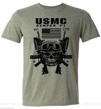 Usmc camiseta eua marines semper fidelis diabo cão militar força de reconhecimento algodão rua plus tamanho camiseta 2024 - compre barato