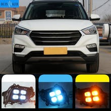 1 par DRL luz LED de conducción diurna lámpara de niebla DRL con amarillo luz intermitente para Hyundai Creta IX25 2017, 2018, 2019, 2020 2024 - compra barato