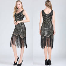 Women Party Dress 1920s Great Gatsby Flapper Dress V Neck Sleeveless Embellished Sequin Beaded Fringe Dress Vestidos 2024 - buy cheap