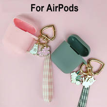 Funda de silicona con diseño de flor de conejo coreano para Apple Airpods 1 y 2, accesorios para audífonos estuche para auriculares, decoración de llavero 2024 - compra barato