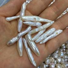 Cuentas de perlas de agua dulce blancas en forma de palillo de dientes, joyería Simple y elegante, tamaño de regalo 5x10-8x30mm, novedad 2024 - compra barato