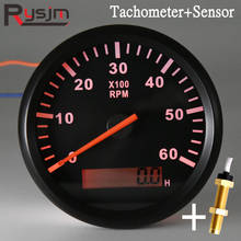 Tacômetro digital para carro, 12v, 24v, tacômetro, 6000 rpm, metros de rpm, com ampulheta, 85mm, medidores de carro com sensor m16 m18 2024 - compre barato