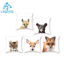 Decorative Throw Pillows Case  Polyester Animals Fox Bear Tiger Deer Sofa Cushion Cover for Living Room Decoration 45x45cm 2024 - buy cheap