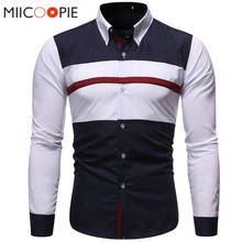 Shirts Men Dress 2019 Brand Casual Stitching Color Long Sleeve Slim Fit Business Formal Shirts For Men Camisa Social White Shirt 2024 - buy cheap