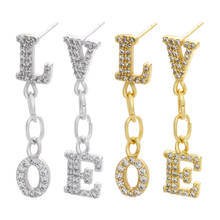 Zhukou brincos pequenos de letras amor, cores douradas/prateadas, alfabeto criativo feminino, joias de moda ve369 2021 2024 - compre barato