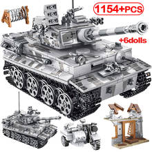 Bloques de tanques de Tiger alemán para niños, juguete de bloques de construcción de alta tecnología de la Segunda Guerra Mundial, de acero, ejército, T-34, tanque de bloques de construcción, para rey Mould, 1154 Uds. 2024 - compra barato