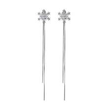 1 Pair Cute Silver Color Christmas Snowflake Stud Earrings Pendant Long Tassel Snowflake Earrings Rhinestone For Women Jewelry 2024 - buy cheap