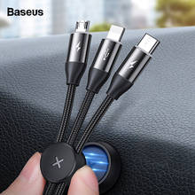 Baseus 3 в 1 USB кабель для iPhone Micro usb type C кабель для Android для мобильного телефона Магнитный зарядное устройство с интерфейсом Lightning Кабель USBC Microusb 2024 - купить недорого