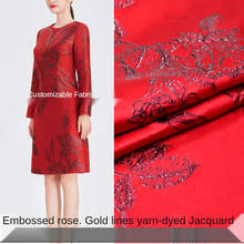 European and American Elegant Gold Silk Rose Yarn -Dyed Jacquard Dress Suit Jacket Fashion Fabric Brocade 2024 - buy cheap