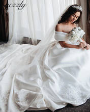 Vestidos de noiva vintage fora do ombro vestido de baile princesa vestido de casamento 2019 apliques longos cetim vestidos de casamento trouwjurk y18 2024 - compre barato