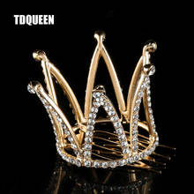 TDQUEEN Tiaras and Crowns Hair Comb Gold Color Kids Girls Mini Round Hair Jewelry Pageant Prom Princess Tiara Crown 2024 - buy cheap