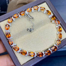 Vivid orange Garnet chain bracelet  Real natural red garnet 925 sterling silver Luxury bracelets 2024 - buy cheap