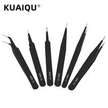 Newes Anti-static Stainless Steel Tweezers Maintenance Tools Industrial Precision Curved Straight Tweezers Repair Tools 6 Pcs 2024 - buy cheap