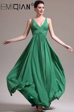 Вечернее платье на бретелях, ТРАПЕЦИЕВИДНОЕ вечернее платье, новое вечернее платье с v-образным вырезом, Зеленое Шифоновое торжественное вечернее платье 2024 - купить недорого