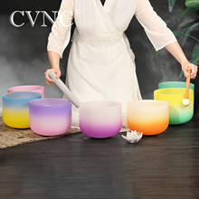 Cvnc-conjunto de tigelas de canto de cristal quartzo fosco, 8-14 segundos com chakras, conjunto de 7 peças 2024 - compre barato