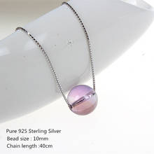 Buyee чистый 925 стерлингового серебра модное ожерелье для женщин 10 мм натуральный аметист бисера ожерелье цепочка для женщин, свадебные украшения для девушек 2024 - купить недорого