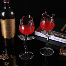 Taça de vinho tinto, copo de vidro estilo champanhe, recipiente de vidro com formato de flor de rosa 2024 - compre barato