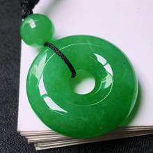Colgante de jade Natural tallado A mano para hombre, collar de jade verde de la suerte, joyería, colgantes 2024 - compra barato