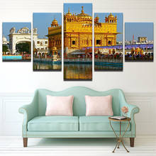 Canvas Painting Home Decorative Modular 5 Panel Golden Temple HD Print Picture Wall Art Prints Panels Poster For Living Room 2024 - buy cheap