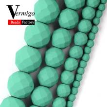 Contas de borracha com nanotecnologia verde natural, minerais de hematita facetada para fazer joias, contas redondas para colar de pulseira 2-10mm 15" 2024 - compre barato