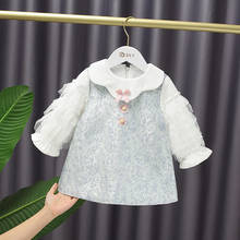 Brand New Baby Girl Winter Dress Elegant Lace Mesh Long Sleeved Girls Kids Patchwork Dresses Cute Bebe Clothes Children Clothing 2024 - buy cheap