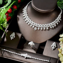 Hibride conjunto de joias de noiva com micro pave zircônia cúbica, conjuntos de joias de casamento e brincos 2024 - compre barato