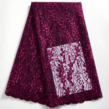 Zhenguiru-encaje africano púrpura de alta calidad, tela de seda de leche 2021, encaje francés nigeriano blanco para mujer, vestido de novia A 2363 2024 - compra barato